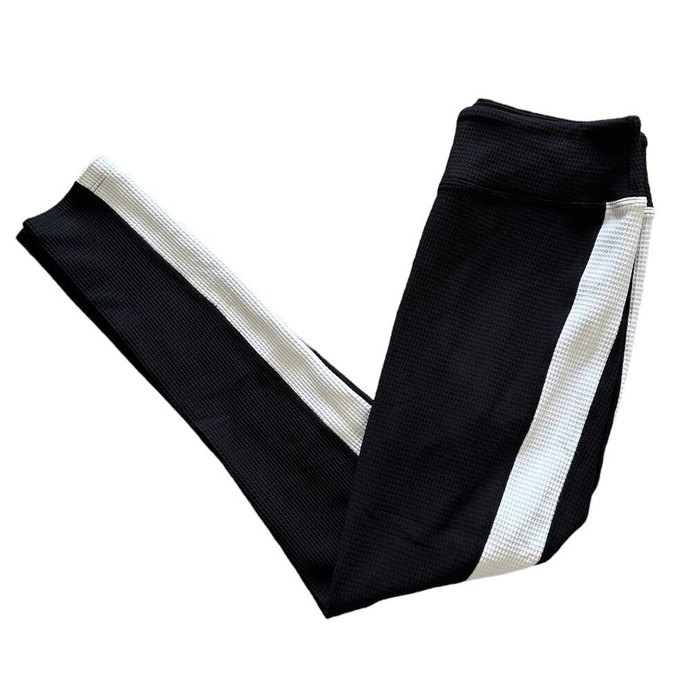 Year of Ours Black and White Waffle Knit Leggings